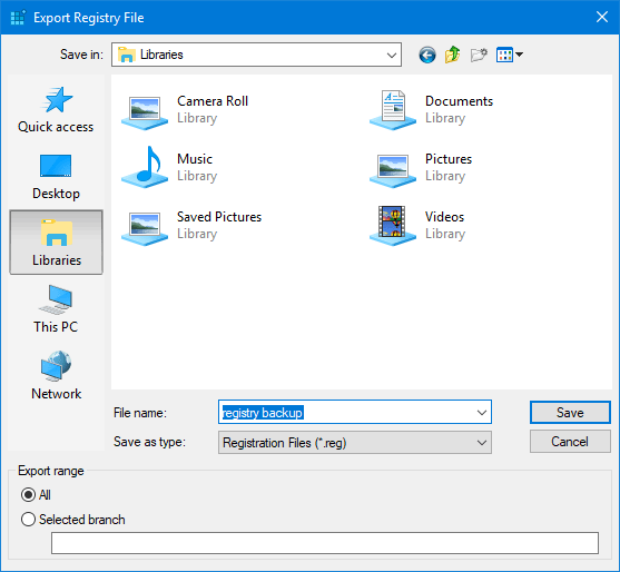 Saving Backup Windows Registry